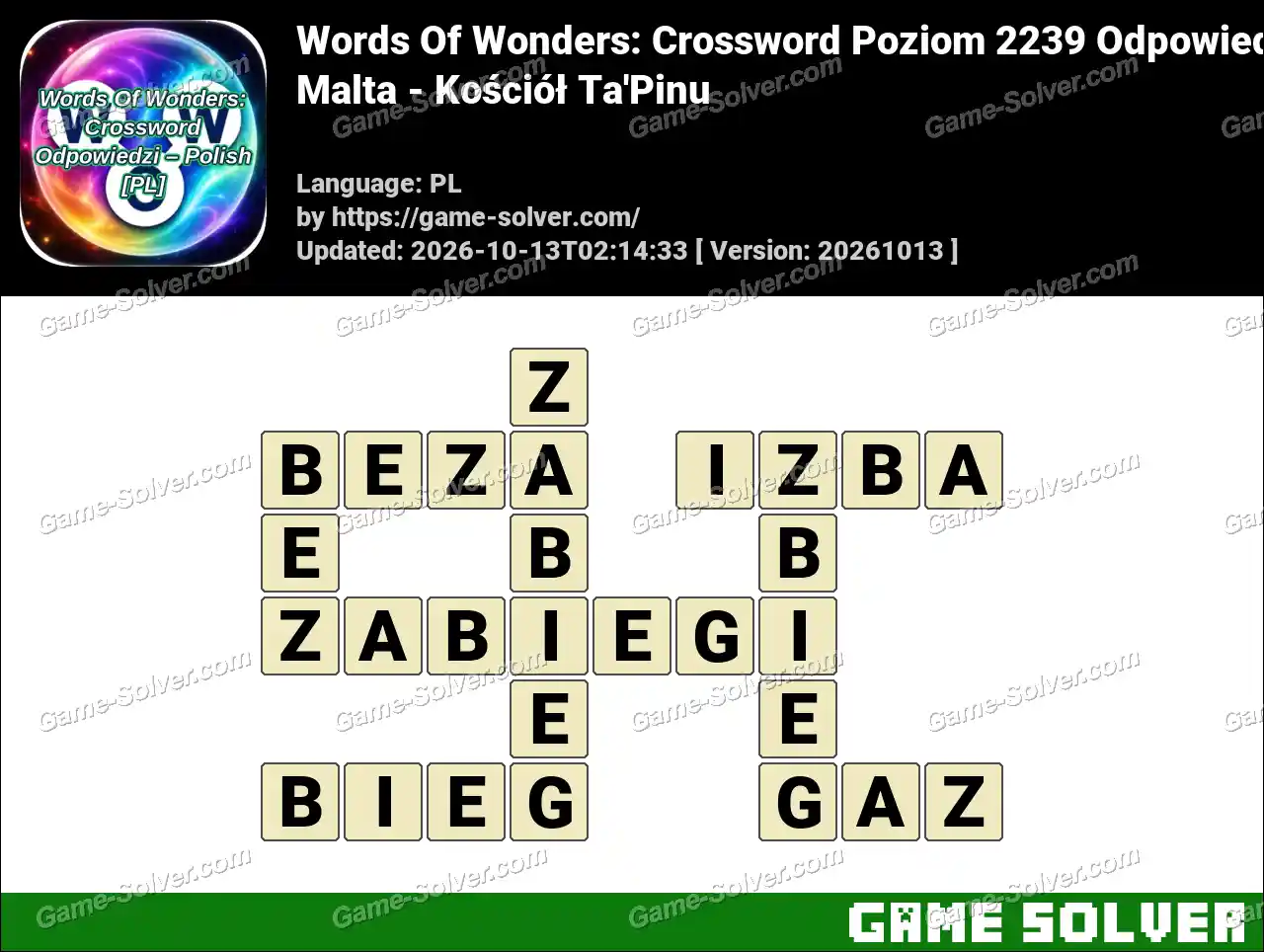 Words Of Wonders: Crossword Poziom 2239 Odpowiedzi – Malta – Kościół Ta’Pinu